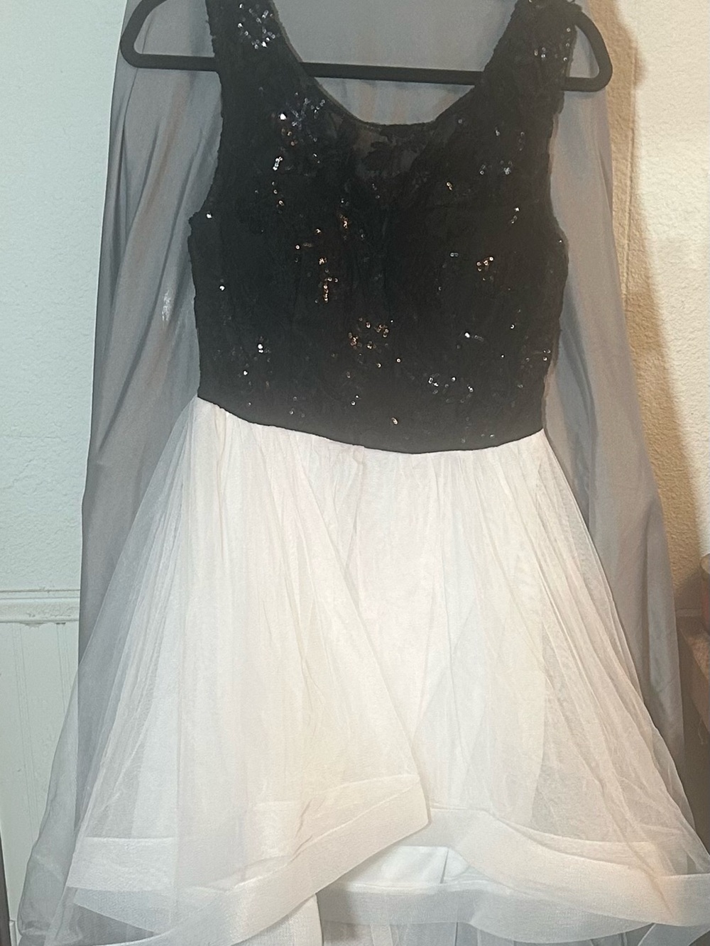 City Triangles Black Sequin Bodice with White Tulle Skirt Girls Party Dress